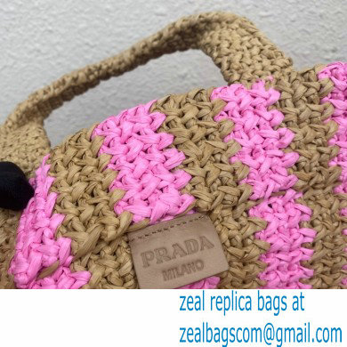 Prada Large raffia tote bag 1BG392 Pink/Beige 2022