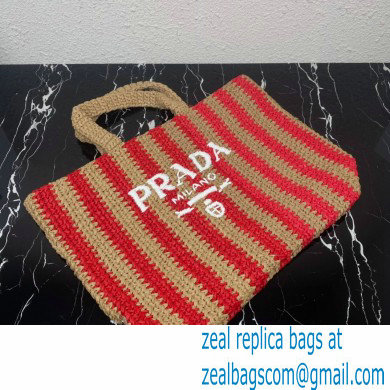 Prada Large raffia tote bag 1BG392 Red/Beige 2022