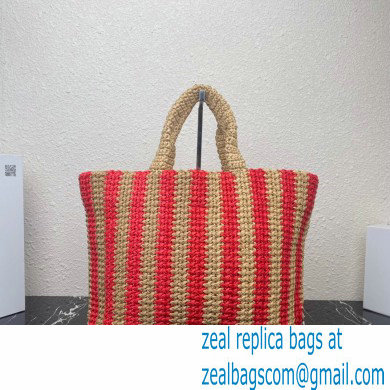 Prada Large raffia tote bag 1BG392 Red/Beige 2022