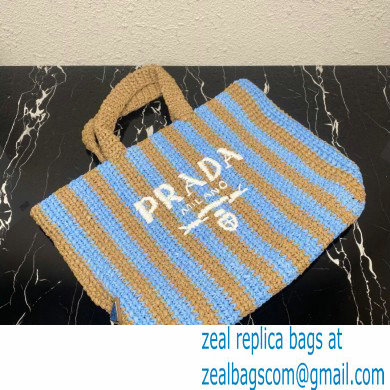 Prada Large raffia tote bag 1BG392 Sky Blue/Beige 2022