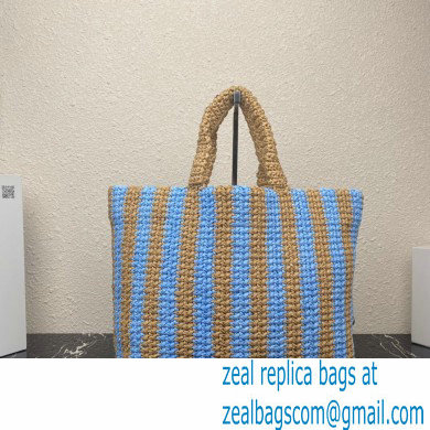 Prada Large raffia tote bag 1BG392 Sky Blue/Beige 2022