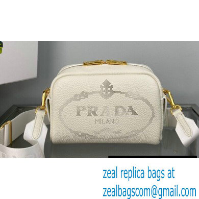 Prada Perforated logo Leather shoulder bag 1BH187 White 2022