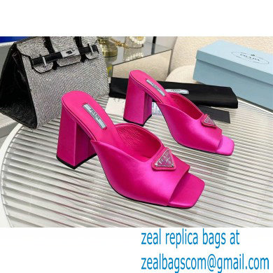 prada High-heeled satin slides fuchsia 2022