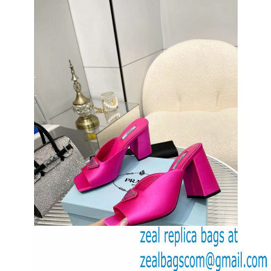 prada High-heeled satin slides fuchsia 2022