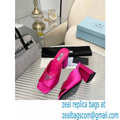 prada High-heeled satin slides fuchsia 2022