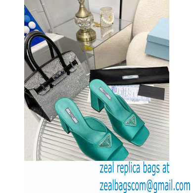 prada High-heeled satin slides green 2022