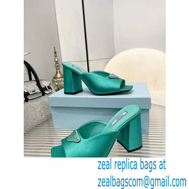 prada High-heeled satin slides green 2022