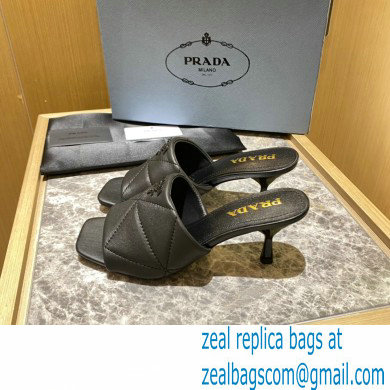 prada Quilted nappa leather slim heeled sandals black 2022