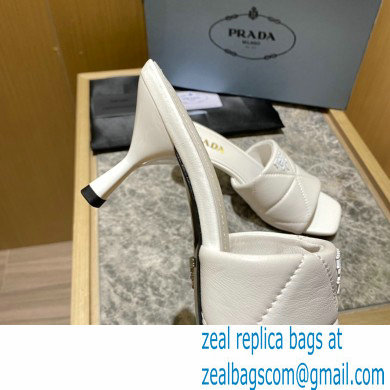 prada Quilted nappa leather slim heeled sandals white 2022