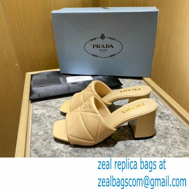 prada Quilted nappa leather thick heeled sandals beige 2022