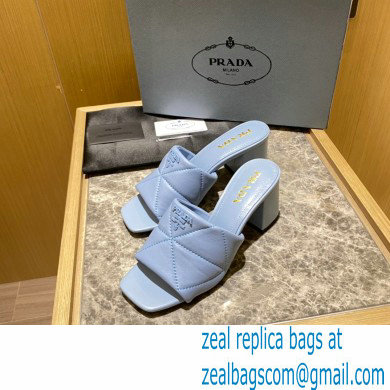 prada Quilted nappa leather thick heeled sandals blue 2022