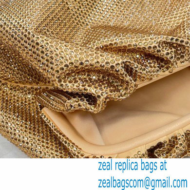 Bottega Veneta pouch rhinestone-embellished satin clutch bag Gold - Click Image to Close