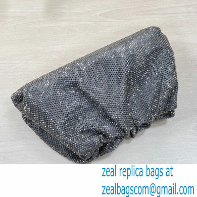 Bottega Veneta pouch rhinestone-embellished satin clutch bag Gray