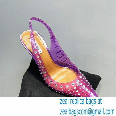 Aquazzura Heel 10.5cm PVC Starburst Crystal Slingback Pumps Purple 2023