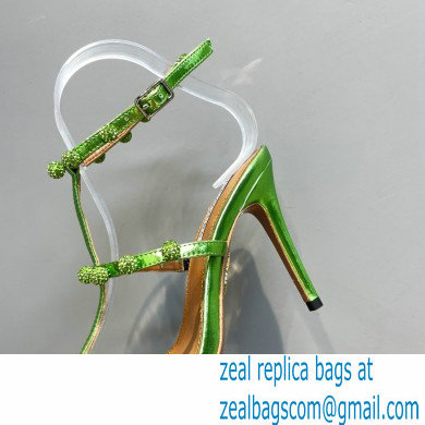 Aquazzura Heel 9.5cm Cha Cha Cha Crystal Sandals Metallic Green 2023