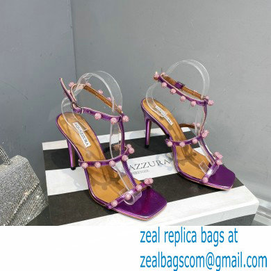 Aquazzura Heel 9.5cm Cha Cha Cha Crystal Sandals Metallic Purple 2023