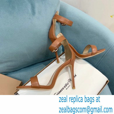 Gianvito Rossi Heel 10.5cm Portofino Sandals with Buckle-covered Anklet Strap Leather Brown 2023