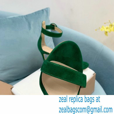 Gianvito Rossi Heel 10.5cm Portofino Sandals with Buckle-covered Anklet Strap Suede Green 2023