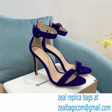 Gianvito Rossi Heel 10.5cm Portofino Sandals with Buckle-covered Anklet Strap Suede Purple 2023