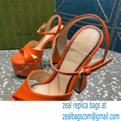 Gucci Heel 15.5cm Platform 6cm Interlocking G studs Sandals 719843 Orange 2023