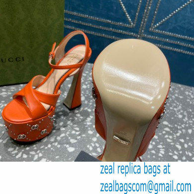 Gucci Heel 15.5cm Platform 6cm Interlocking G studs Sandals 719843 Orange 2023