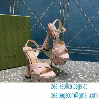 Gucci Heel 15.5cm Platform 6cm Interlocking G studs Sandals 719843 Pink 2023