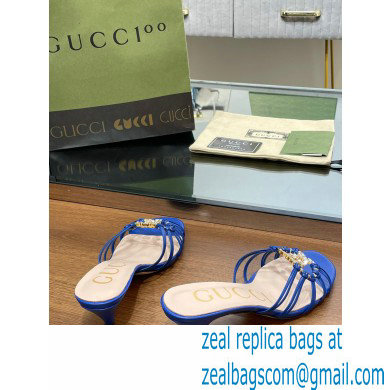 Gucci Heel 4.5cm Slide Sandals Blue with crystals Interlocking G 2023 - Click Image to Close