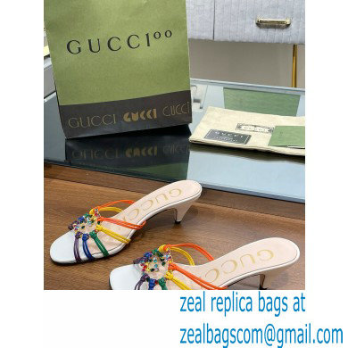 Gucci Heel 4.5cm Slide Sandals Multicolor with crystals Interlocking G 2023