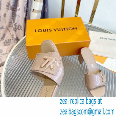 Louis Vuitton Heel 5.5cm Shake Mules in Patent calf leather Nude 2023