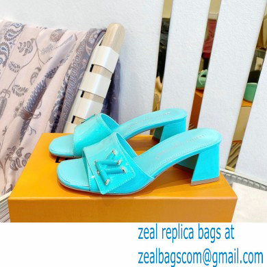 Louis Vuitton Heel 5.5cm Shake Mules in Patent calf leather Turquoise Green 2023