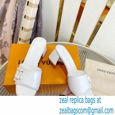 Louis Vuitton Heel 5.5cm Shake Mules in Patent calf leather White 2023