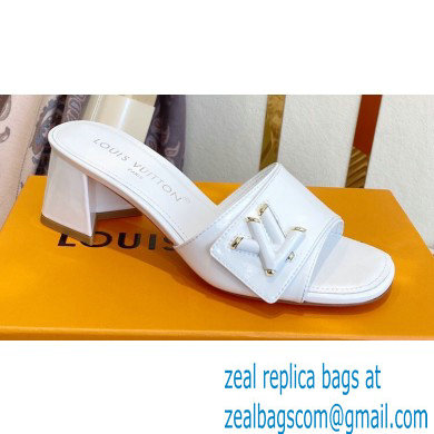 Louis Vuitton Heel 5.5cm Shake Mules in Patent calf leather White 2023