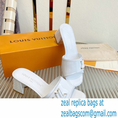 Louis Vuitton Heel 5.5cm Shake Mules in Patent calf leather White 2023