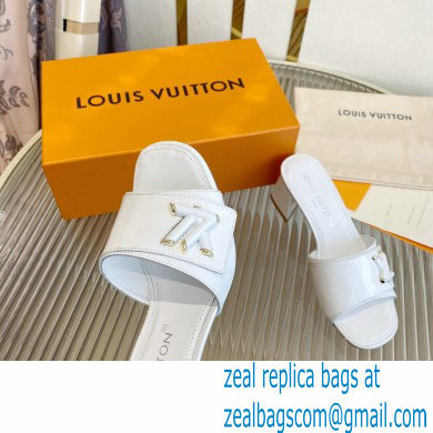 Louis Vuitton Heel 5.5cm Shake Mules in Patent calf leather White 2023