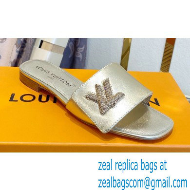 Louis Vuitton Shake Flat Mules in Metallic lambskin Gold 2023