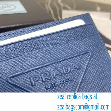 Prada Saffiano leather card holder 2MC223 Embossed triangle logo Blue 2023