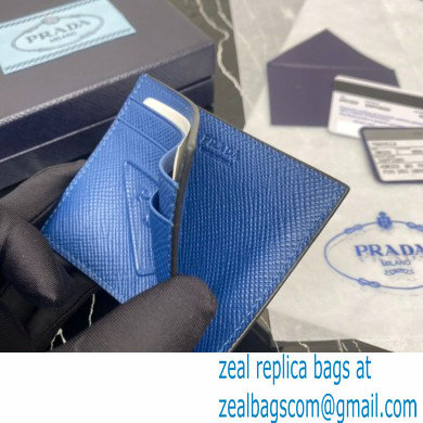 Prada Saffiano leather card holder 2MC223 Embossed triangle logo Blue 2023