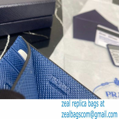 Prada Saffiano leather card holder 2MC223 Embossed triangle logo Blue 2023