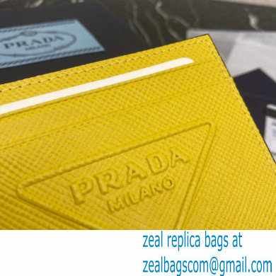 Prada Saffiano leather card holder 2MC223 Embossed triangle logo Yellow 2023