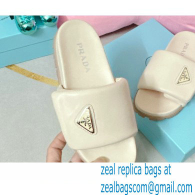 Prada Soft padded nappa leather slides 1XX648 Creamy 2023