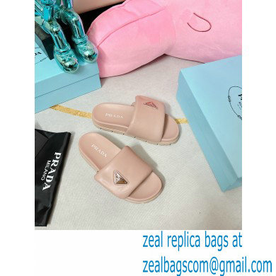 Prada Soft padded nappa leather slides 1XX648 Nude 2023