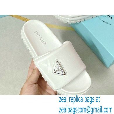 Prada Soft padded nappa leather slides 1XX648 White 2023