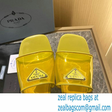 Prada logo-detailed PVC mules yellow 2022