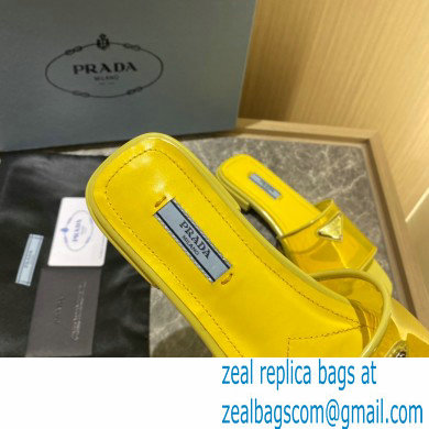 Prada logo-detailed PVC mules yellow 2022