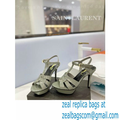 Saint Laurent Heel 10.3cm Platform 2.5cm Tribute Sandals in Patent Leather 315490 Gray