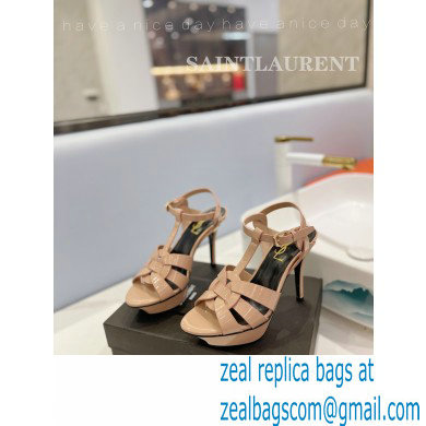 Saint Laurent Heel 10.3cm Platform 2.5cm Tribute Sandals in Patent Leather 315490 Nude