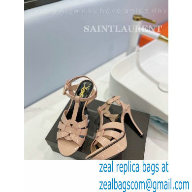 Saint Laurent Heel 10.3cm Platform 2.5cm Tribute Sandals in Patent Leather 315490 Nude