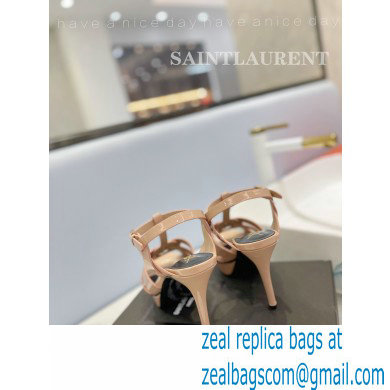 Saint Laurent Heel 10.3cm Platform 2.5cm Tribute Sandals in Patent Leather 315490 Nude