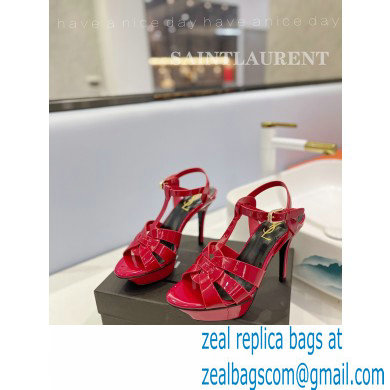 Saint Laurent Heel 10.3cm Platform 2.5cm Tribute Sandals in Patent Leather 315490 Red