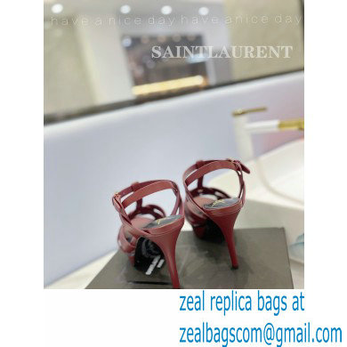 Saint Laurent Heel 10.3cm Platform 2.5cm Tribute Sandals in Smooth Leather 315490 Burgundy